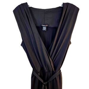 Womens misses dress size M medium 10 8 black pantsuit tie sleeveless formal